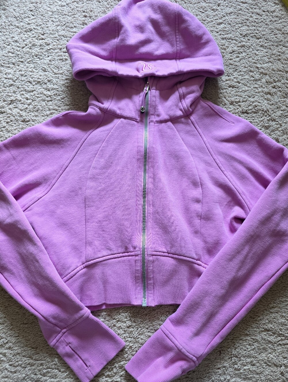 Lululemon Scuba Full-Zip Cropped Hoodie Dahlia Mauve Pink Size 6